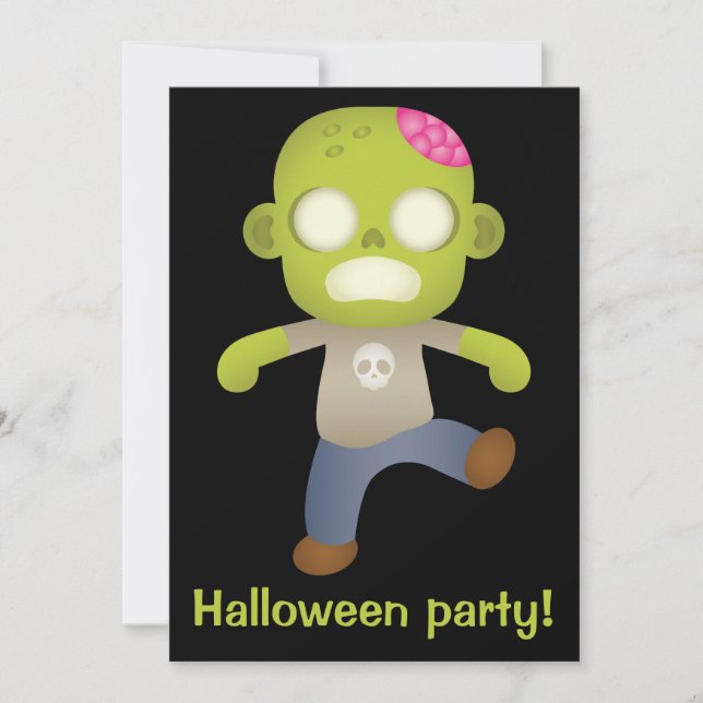 Convite Zumbi de desenho animado fofo (Frente)