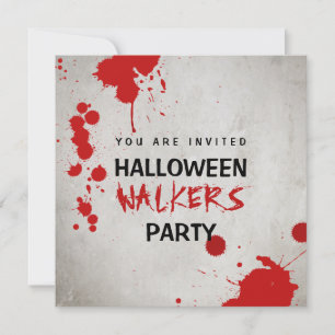 Convite Zumbi Walkers Bloodstained Festa de Halloween