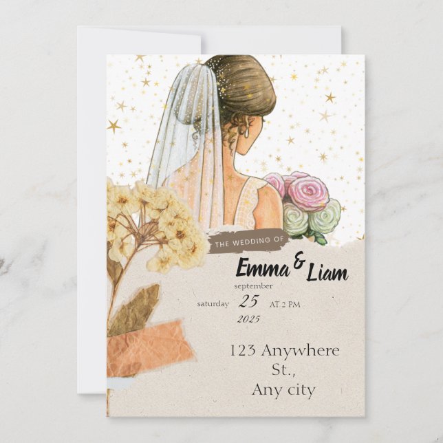 ConviteCartão de Convite para Casamento Elegante | (Frente)