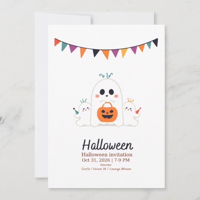 ConviteFantasma Fofo Convite de Halloween 2026  (Frente)