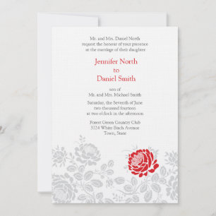 Convites À Casamento tema damasco Vermelha E Cinz