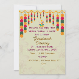 Convites à Cerimônia de Grihapravesh