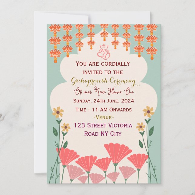 Convites à Cerimônia de Grihapravesh (Frente)