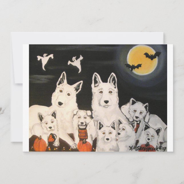 Convites à Família de Cães de Halloween (Frente)