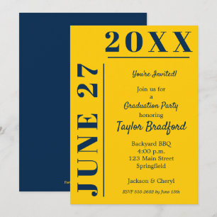 Convites à Festa de formatura Azul e Amarelo