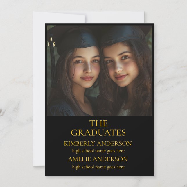 Convites à Festa de formatura Negra Moderna (Frente)