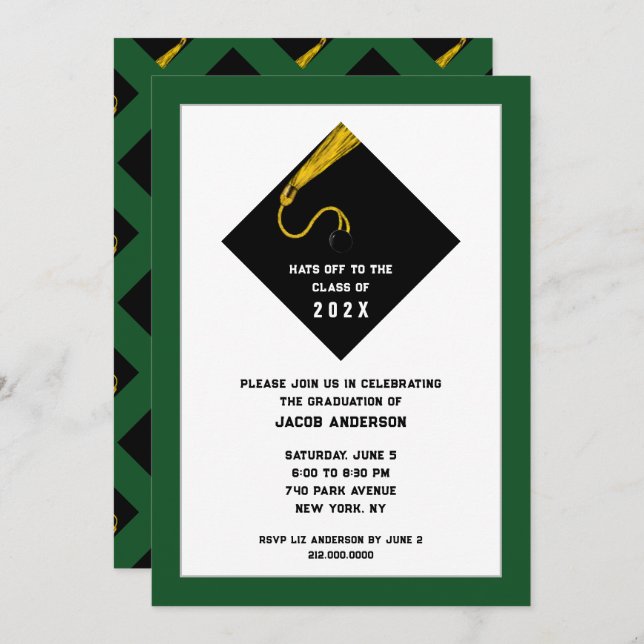 Convites à Festa de formatura Verde (Frente/Verso)