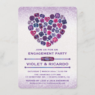 Convites à Festa de noivado Cardíaca Bejewelt