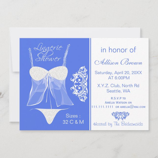 Convites à Festa de solteira do Chá lingerie (Frente)
