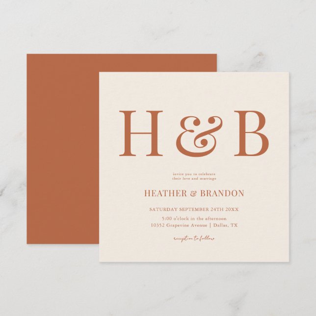 Convites à Praça de Casamento do Monograma do Dese (Frente/Verso)