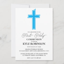 convites à primeira comunhão azuis