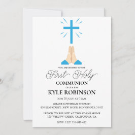 convites à primeira comunhão azuis