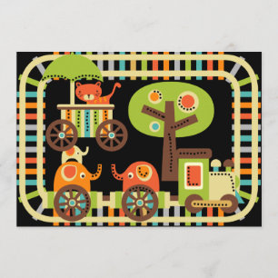 Convites animais do aniversário do trem do