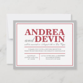 Convites apenas para a Recepção de Casamento de Gr