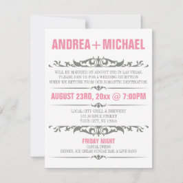 Convites APENAS para Casamento Rosa e Cinza