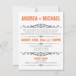 Convites APENAS para Recepção de Casamento Laranja