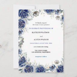 convites azuis de casamento modernos