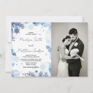 Convites azuis escuros ao Casamento no inverno com