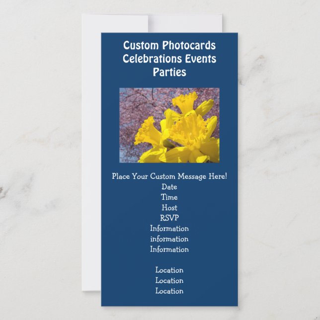 Convites Azuis Photocards Eventos Narcisos (Frente)