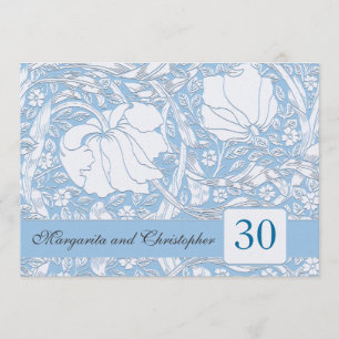 convites azul claro para 30º aniversário de casame