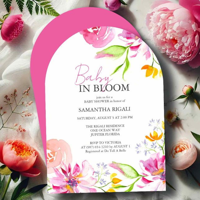 Convites Baby In Bloom | Design Arco (baby in bloom baby shower invitations with an arch design)