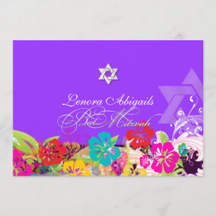 convites Bat Mitzvah hibisco PixDezines/cores diy