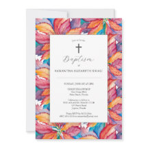 Convites Batismos Exclusivos Poinsettia Colorida