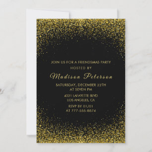 Convites Black Friendsmas Glitter Dourado