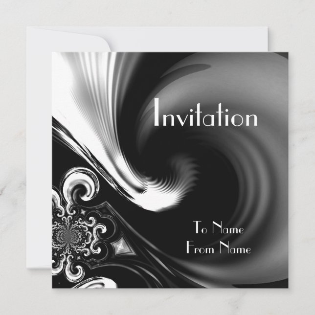 Convites Black & White Style Abstract Metal 2 (Frente)