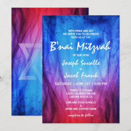 Convites B'nai Mitzvah | Azul Vermelho | Fogo Gelo