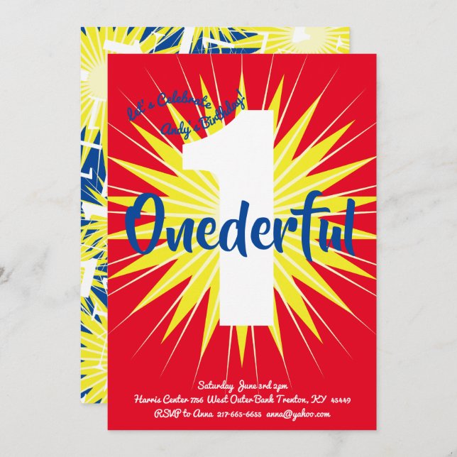 Convites bonitos para primeiro aniversario Super H (Frente/Verso)