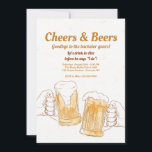 Convites Canecas de Cerveja Cheers<br><div class="desc">Convide amigos para celebrar os últimos dias de solteiro com este convite desenhado à mão, em aquarela. (Elaborado por Freepik). O cartão é fácil de personalizar com o seu texto, fonte e cor da fonte.Não é exatamente o que você está procurando? Todos os nossos produtos podem ser personalizados para atender...</div>