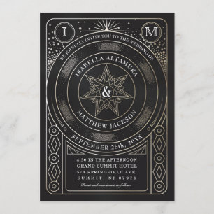 Convites celestiais do casamento da união (ouro)