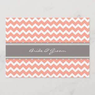Convites Chevron coral cinzento do casamento
