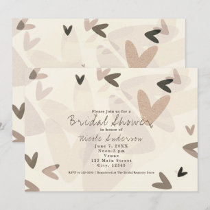 Convites Chic Corações Rosa e Bege para QUALQUER E