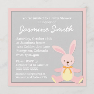 Convites cinzentos cor-de-rosa do chá de fraldas