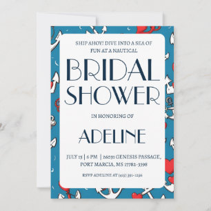 convites clássicos de chá de casamento náutico ânc