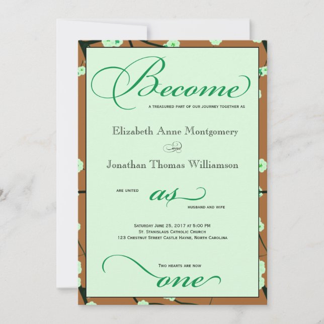 Convites Contemporâneos Cristãos Florais (Frente)