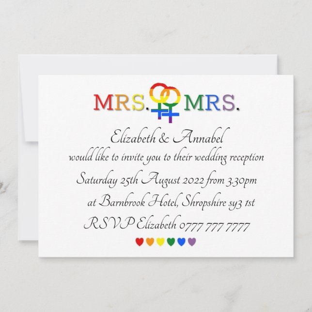 Convites - Convite de Casamento Sra & Sra (Frente)