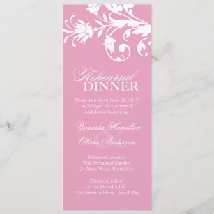 Convites cor-de-rosa bonito do jantar de ensaio