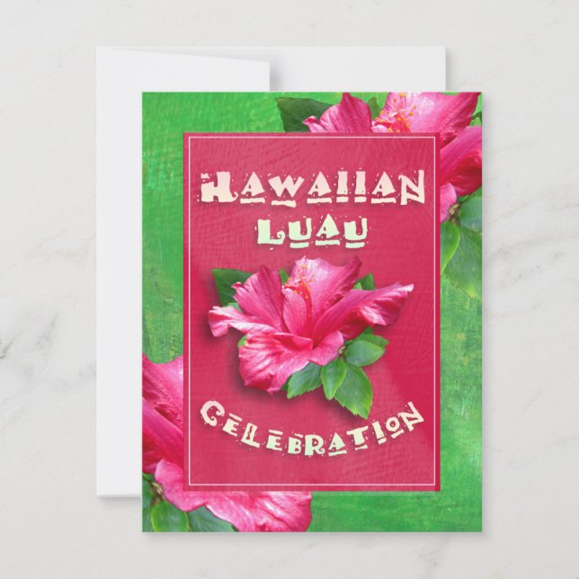 Convites cor-de-rosa de Luau do aniversário do (Frente)