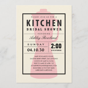 Convites cor-de-rosa do chá da cozinha do