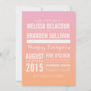 Convites cor-de-rosa e alaranjados do casamento do