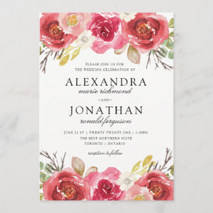 Convites cor-de-rosa e vermelhos modernos do