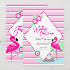Convites cor-de-rosa Flamingle flamingo chá de fra