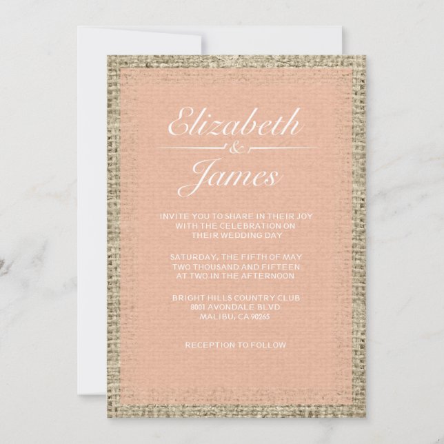 Convites corais do casamento de serapilheira do (Frente)