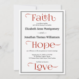 Convites cristãos contemporâneos vermelhos do