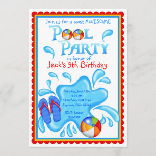 Convites da festa na piscina