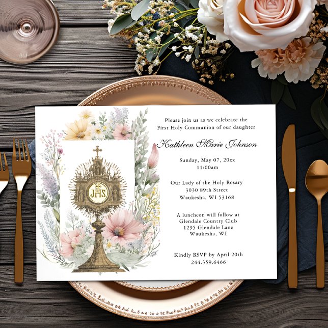 Convites da Primeira Comunhão de Jesus Católico (Criador carregado)