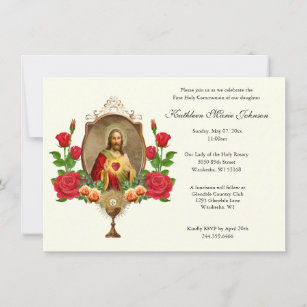 Convites da Primeira Comunhão de Jesus Elegante